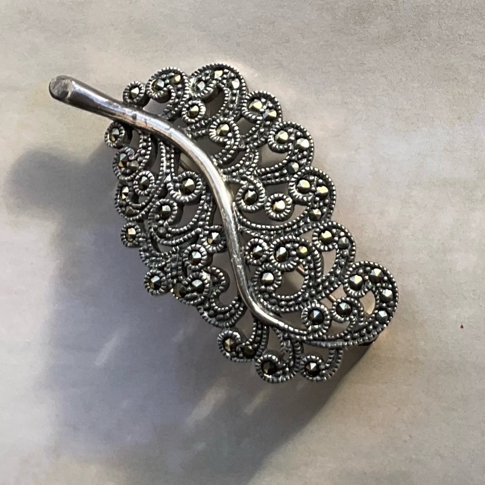 Sterling Silver & Hematite Broach